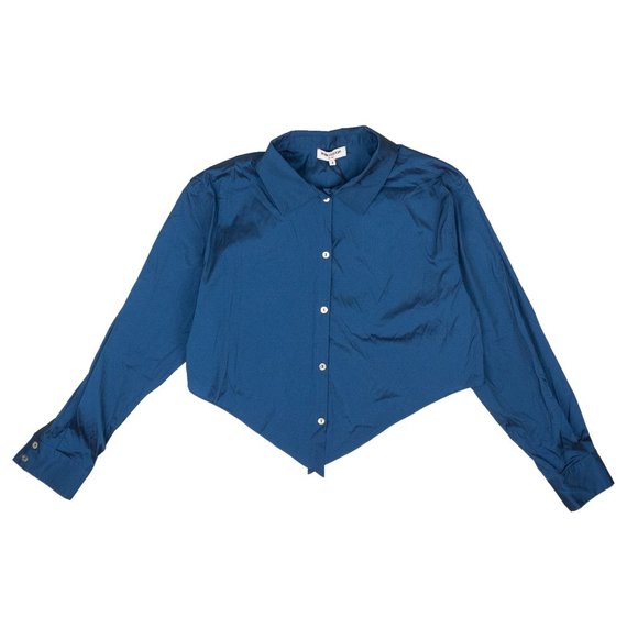 OPENING CEREMONY Navy Blue Stretchy Baby Pointed Blouse Size M $250